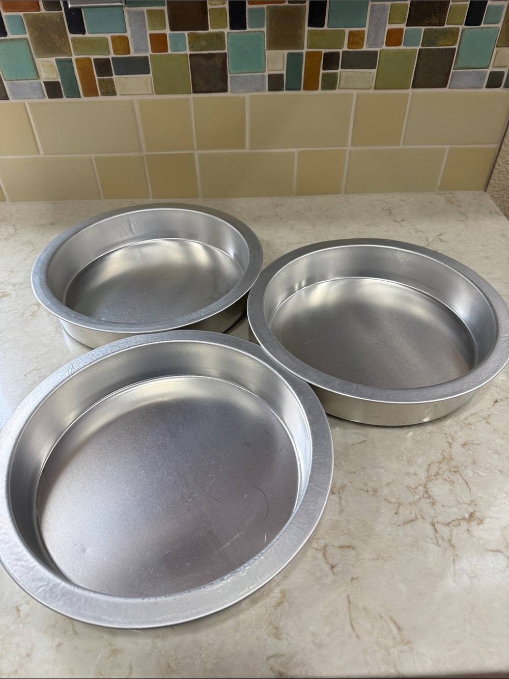3-Pack Silver Round Cake Pans - Durable Nonstick Insulated Baking Set
